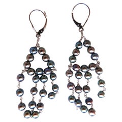Bohemian Deco Freshwater Pearls Dangling Earrings 14 Karat