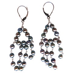 Bohemian Deco Freshwater Pearls Dangling Earrings 14 Karat*