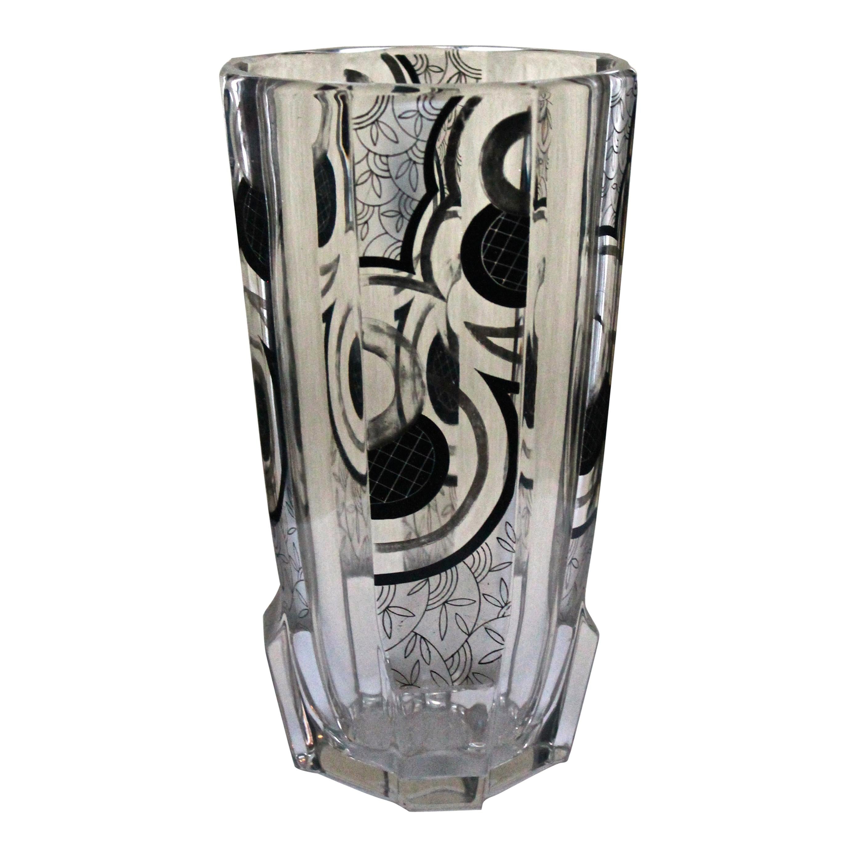 Bohemian Deco Glass Vase For Sale