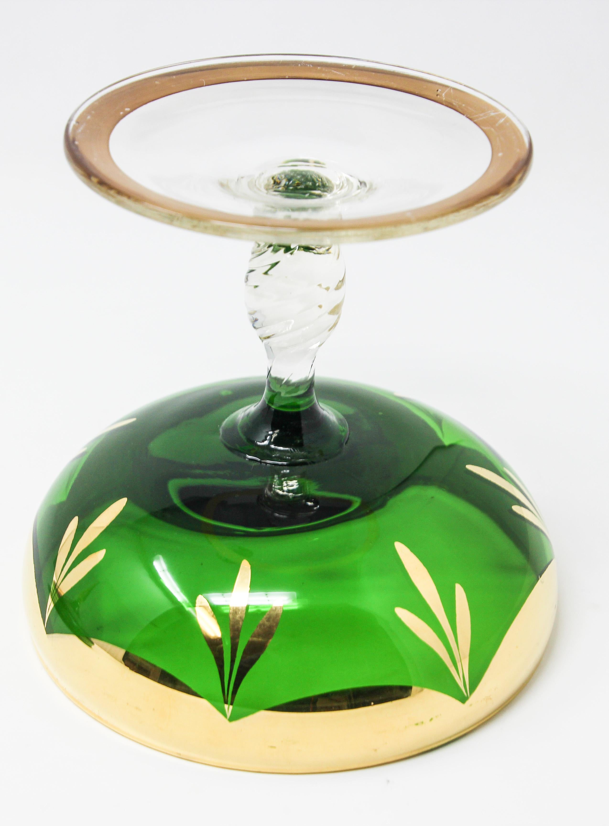 Bohemian Emerald Green Glass Bonbonniere Dish 2