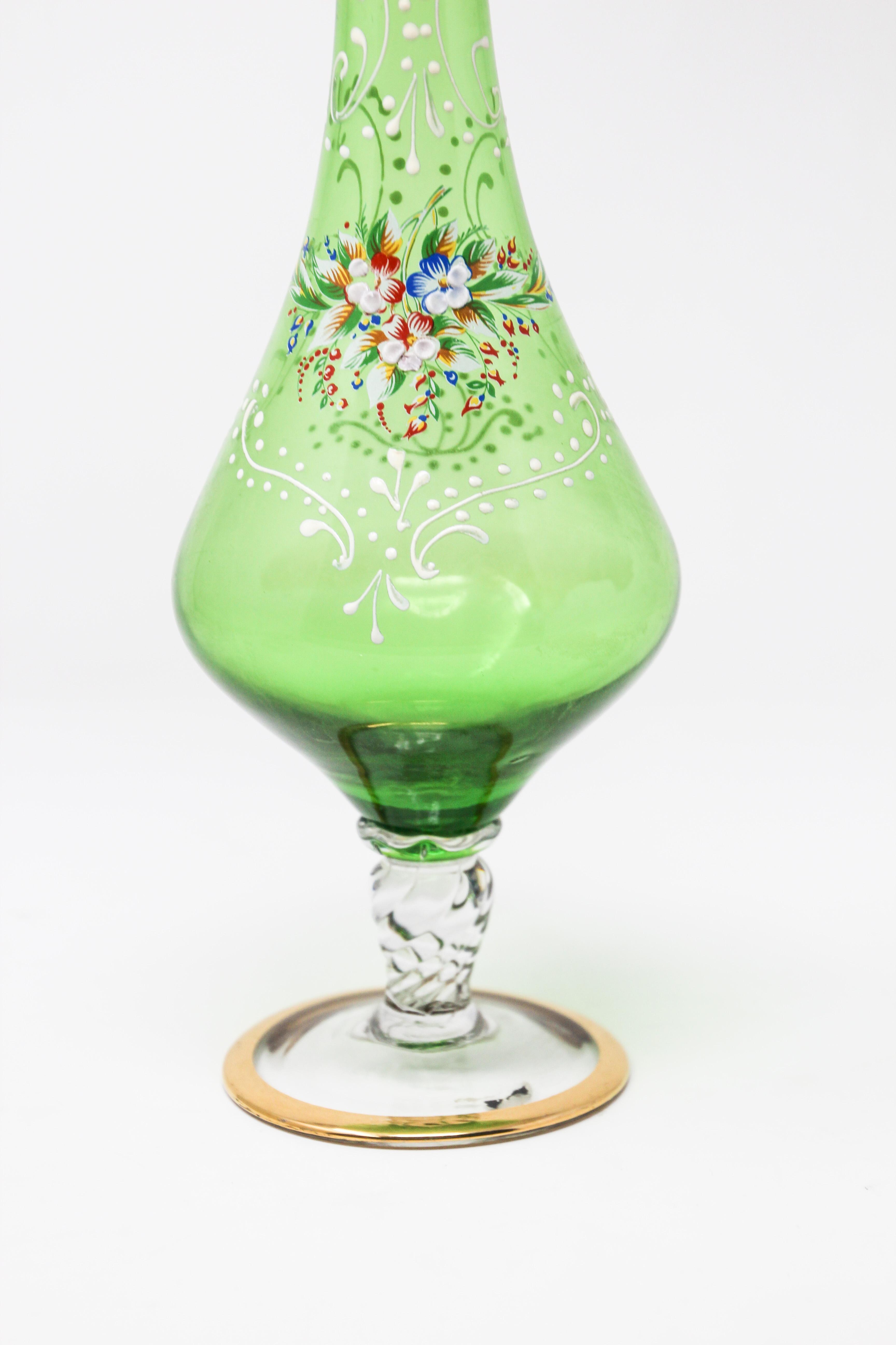 bohemian green glass vase