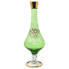 Retro Bohemian Emerald Green Glass Gilded