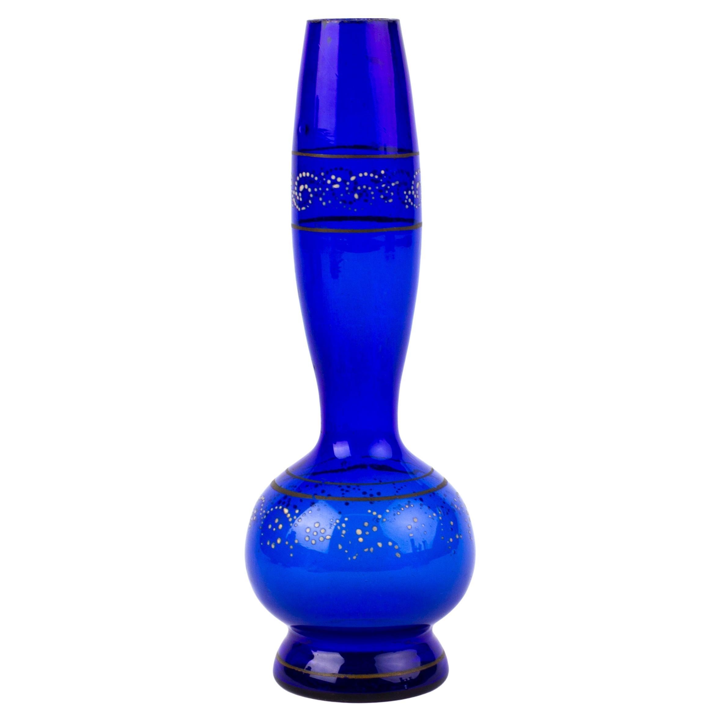 Bohemian Enamel Painted Glass Art Nouveau Spill Vase For Sale at 1stDibs