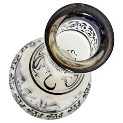 Bohemian Enameled Glass Hookah Base Vase with Arabic Script