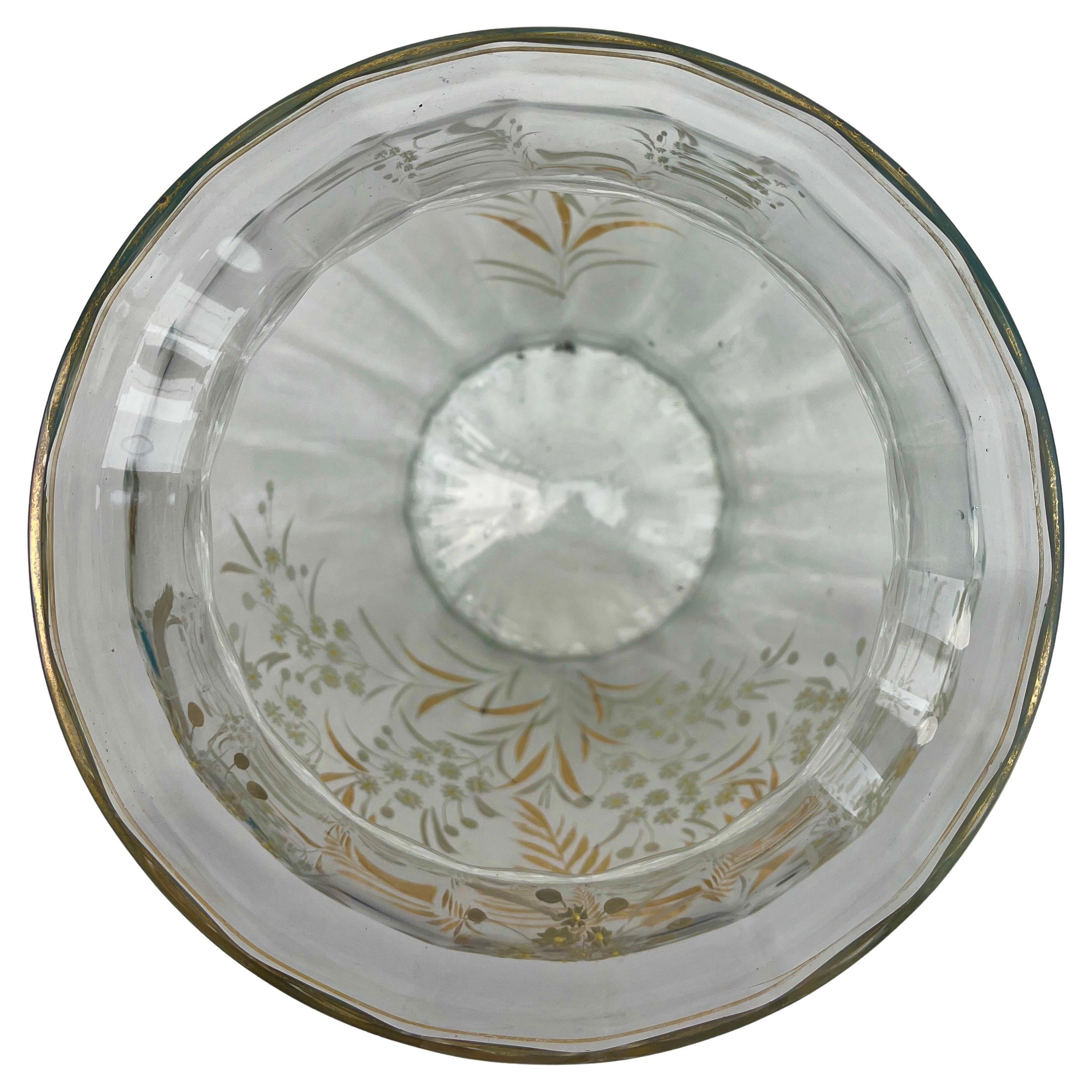 Bohemia Esmaltada, Bordes Dorados  Tapa de vidrio para ponchera en venta 2