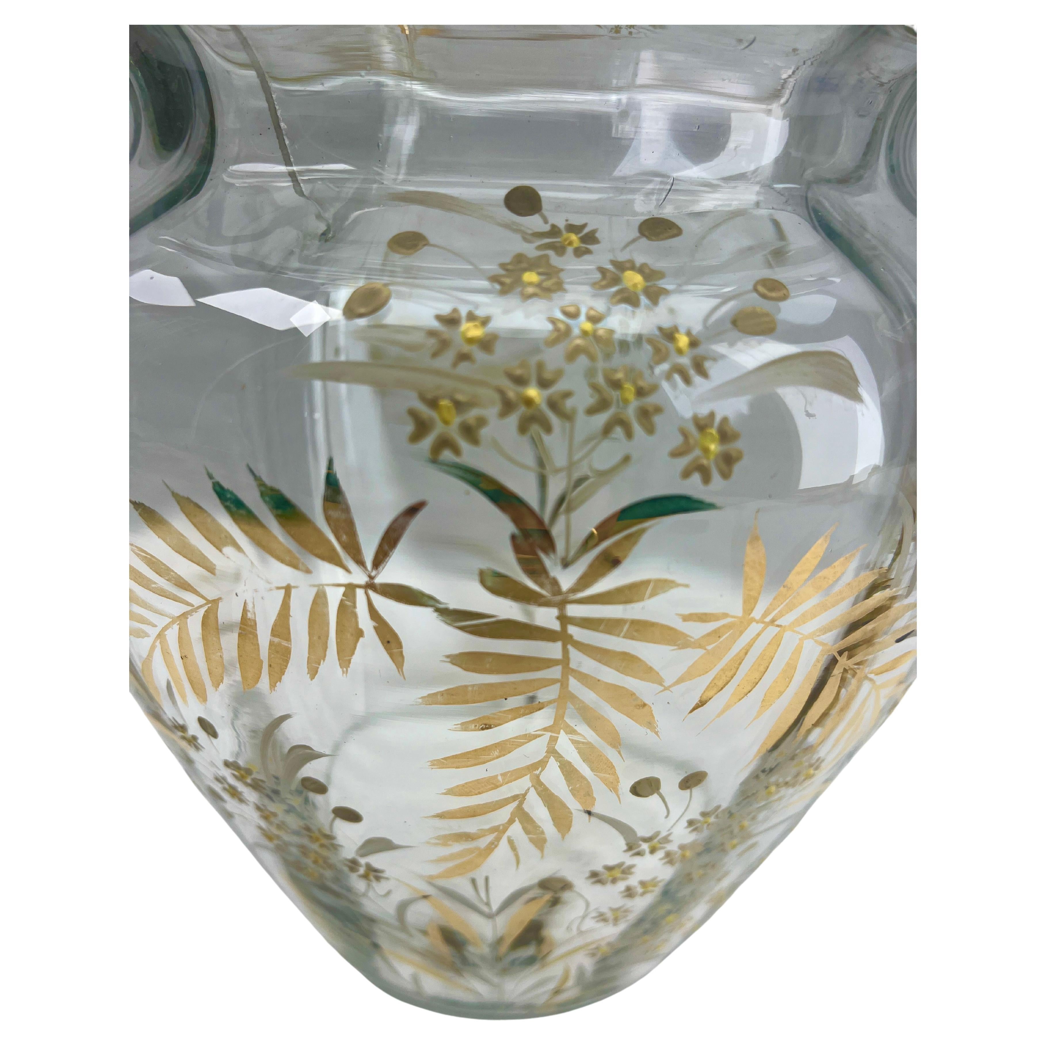 Antiguo Art Nouveau ponchera vidrio esmalte dorado Harrach Bohemia 1900
La fotografía no consigue captar el color y la belleza de la pieza.
En tiempo real, tienen un aspecto impresionante. 

La pieza está en perfecto estado, sin reparaciones ni