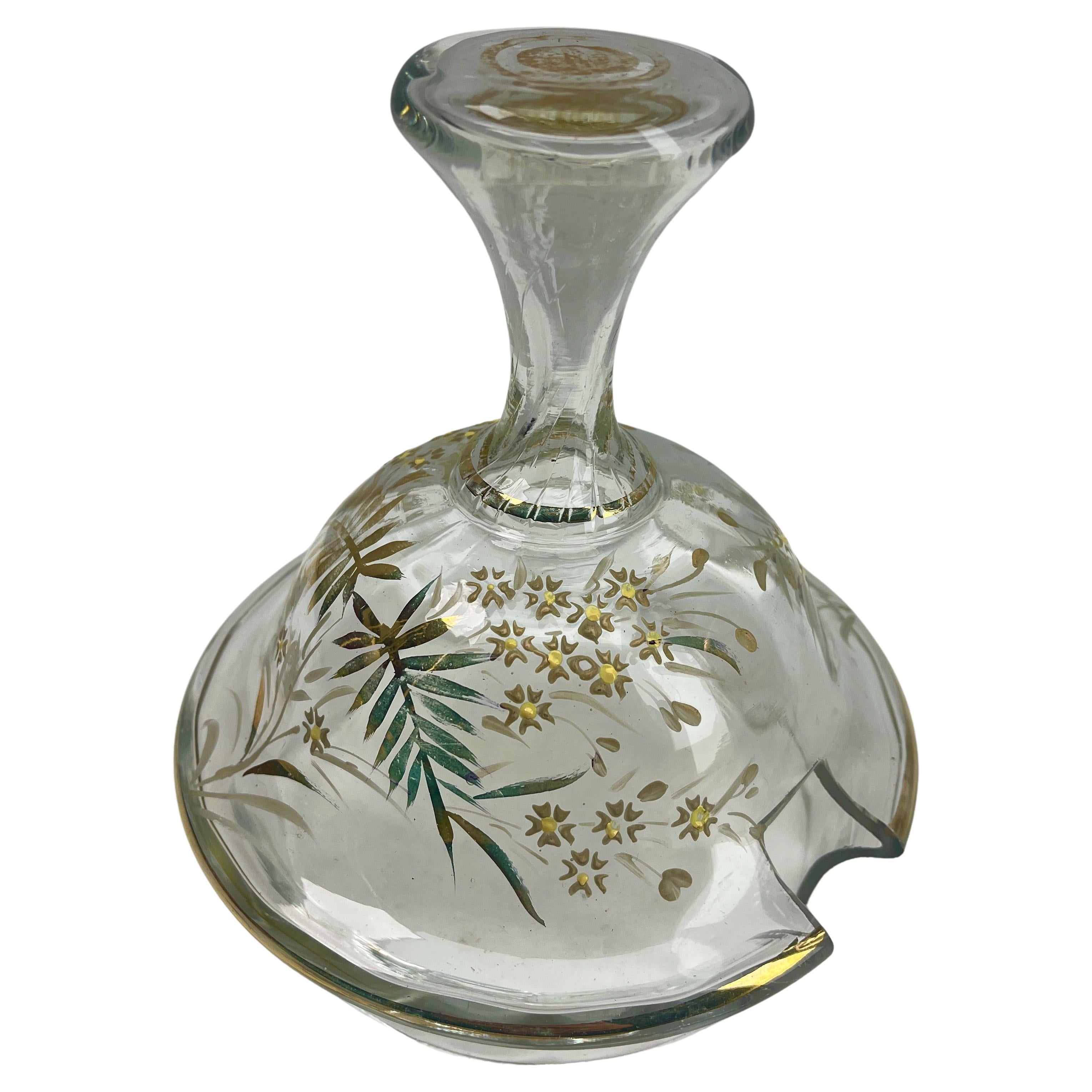 Bohemia Esmaltada, Bordes Dorados  Tapa de vidrio para ponchera Art Nouveau en venta