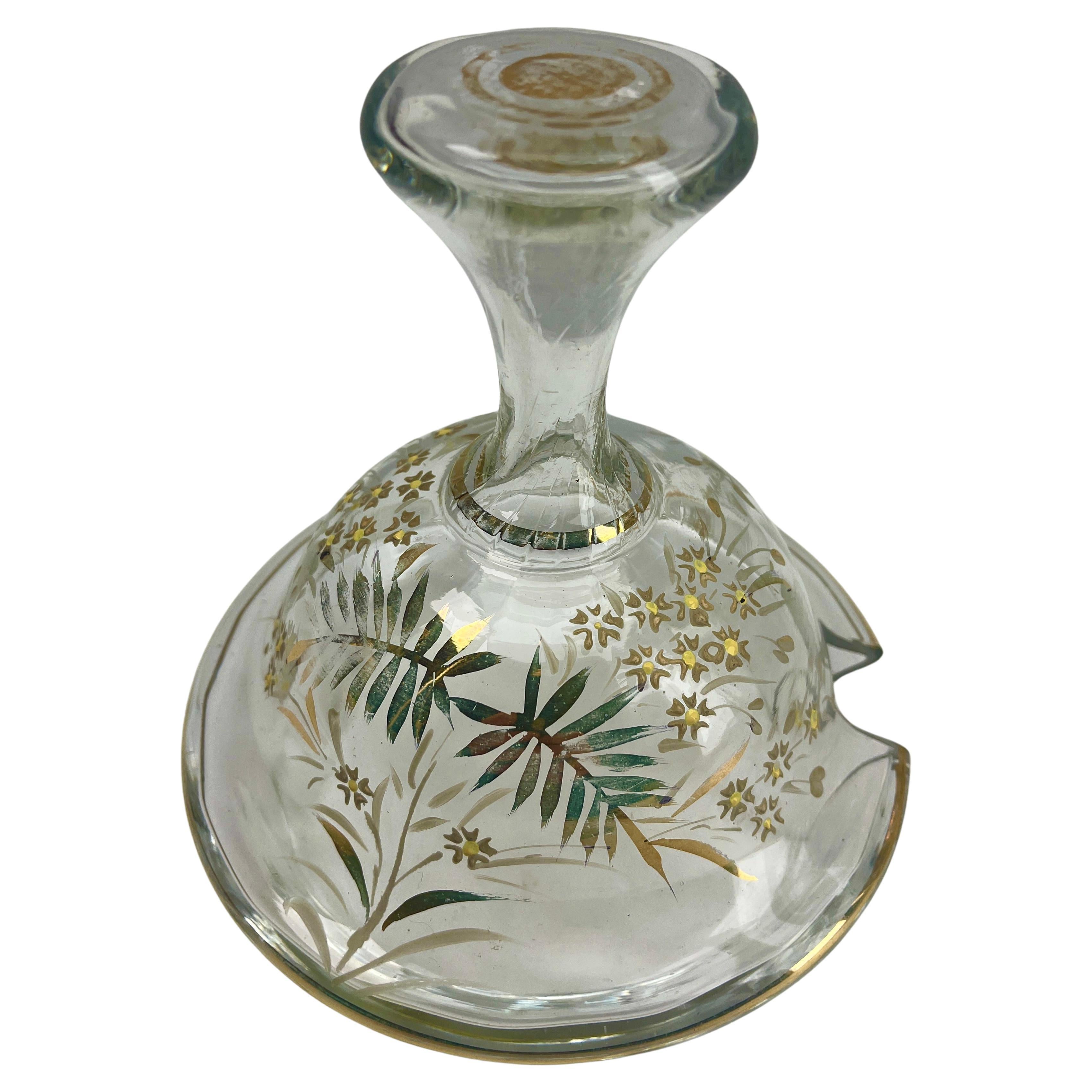 Bohemia Esmaltada, Bordes Dorados  Tapa de vidrio para ponchera principios del siglo XX en venta
