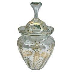 Bohemian Enameled, Gold Edging  Glass Punch Bowl Lid