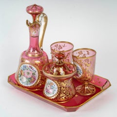 Servizio da acqua in cristallo smaltato di Boemia, XIX secolo, periodo Napoleone III.