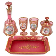 Servicio de Aguas de Cristal Esmaltado de Bohemia, Siglo XIX, Época de Napoleón III.