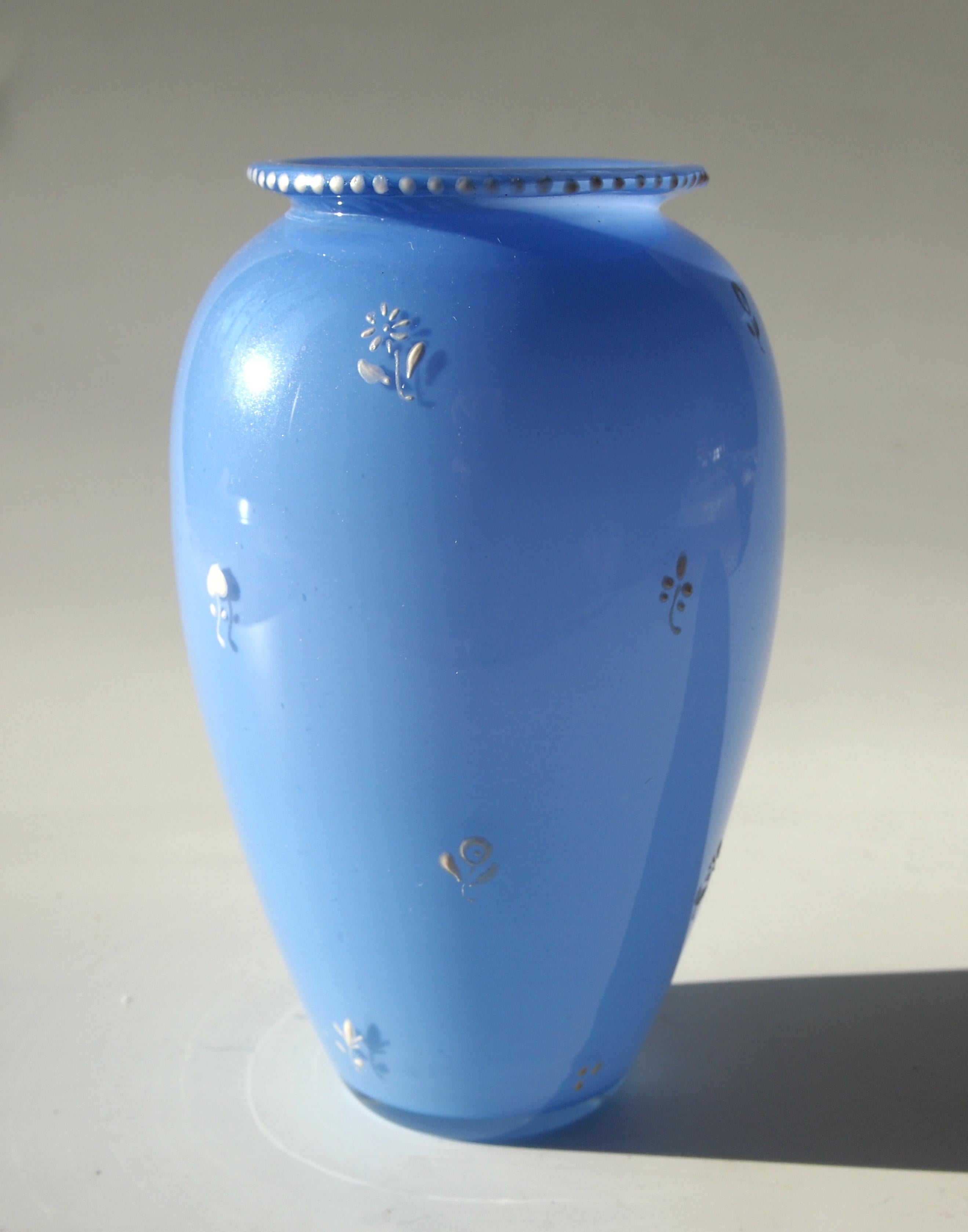 Art Deco Bohemian Enamelled Loetz Blue Tango Glass Vase by Dagobert Peche For Sale