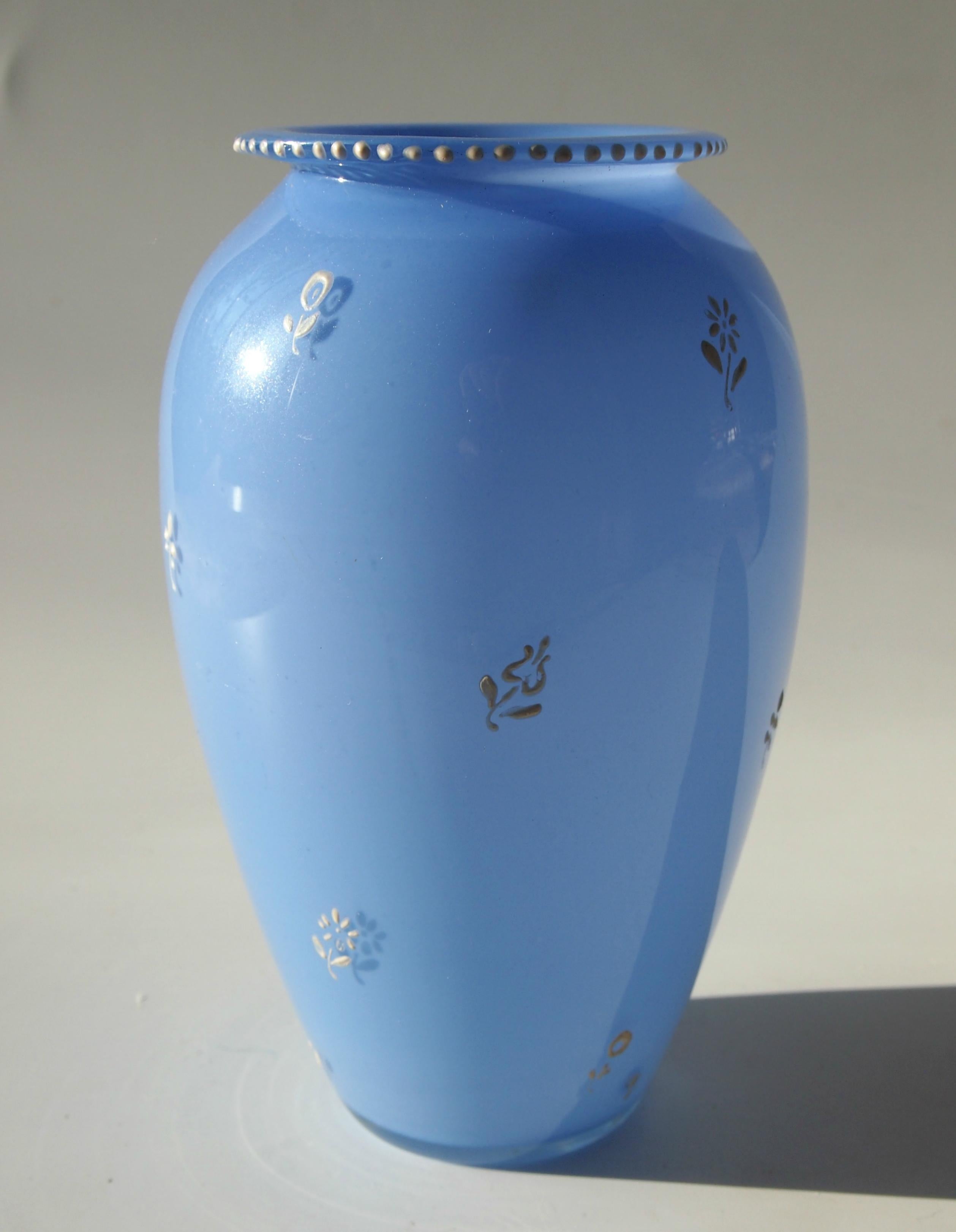 Austrian Bohemian Enamelled Loetz Blue Tango Glass Vase by Dagobert Peche For Sale