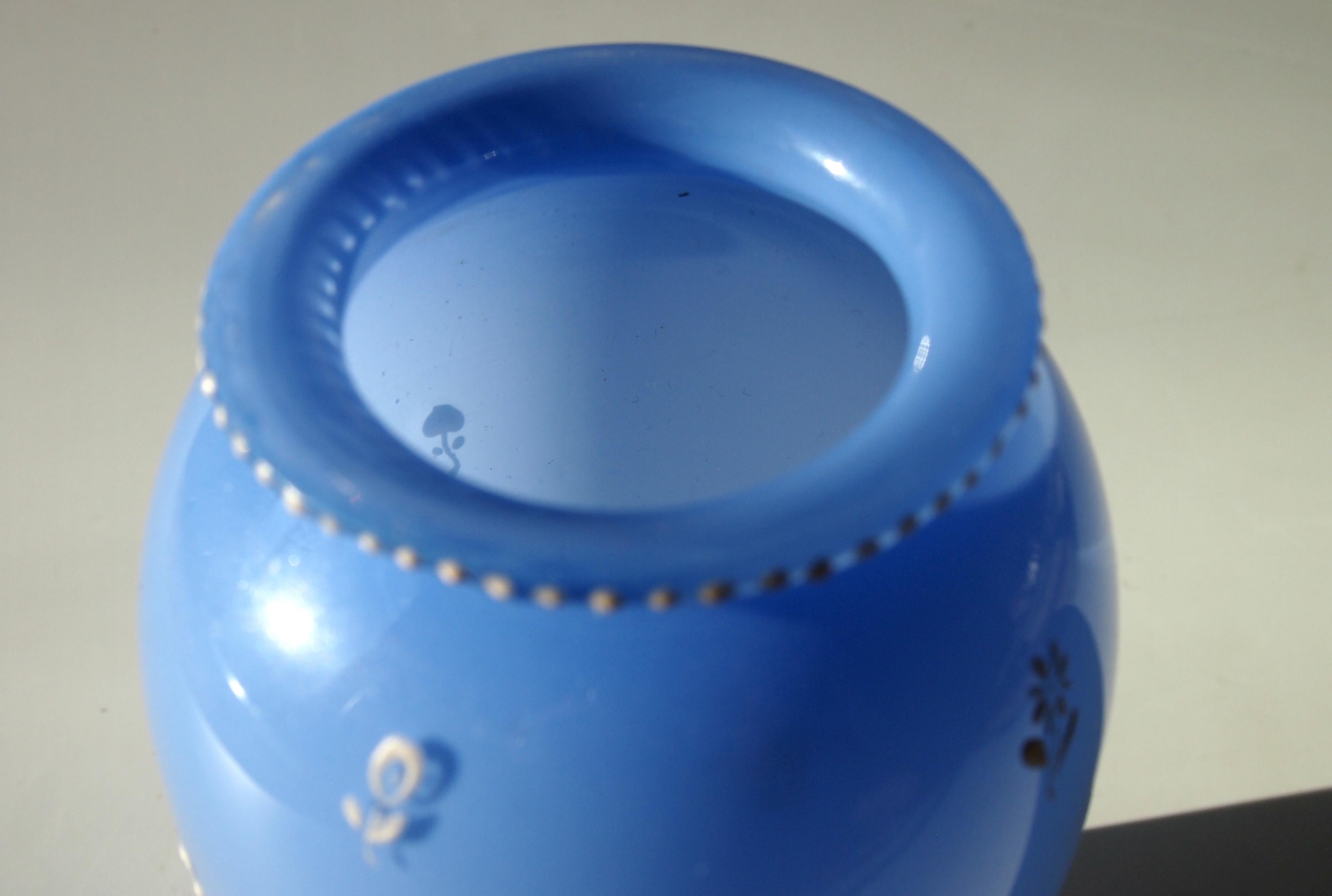 Bohemian Enamelled Loetz Blue Tango Glass Vase by Dagobert Peche In Good Condition For Sale In London, GB
