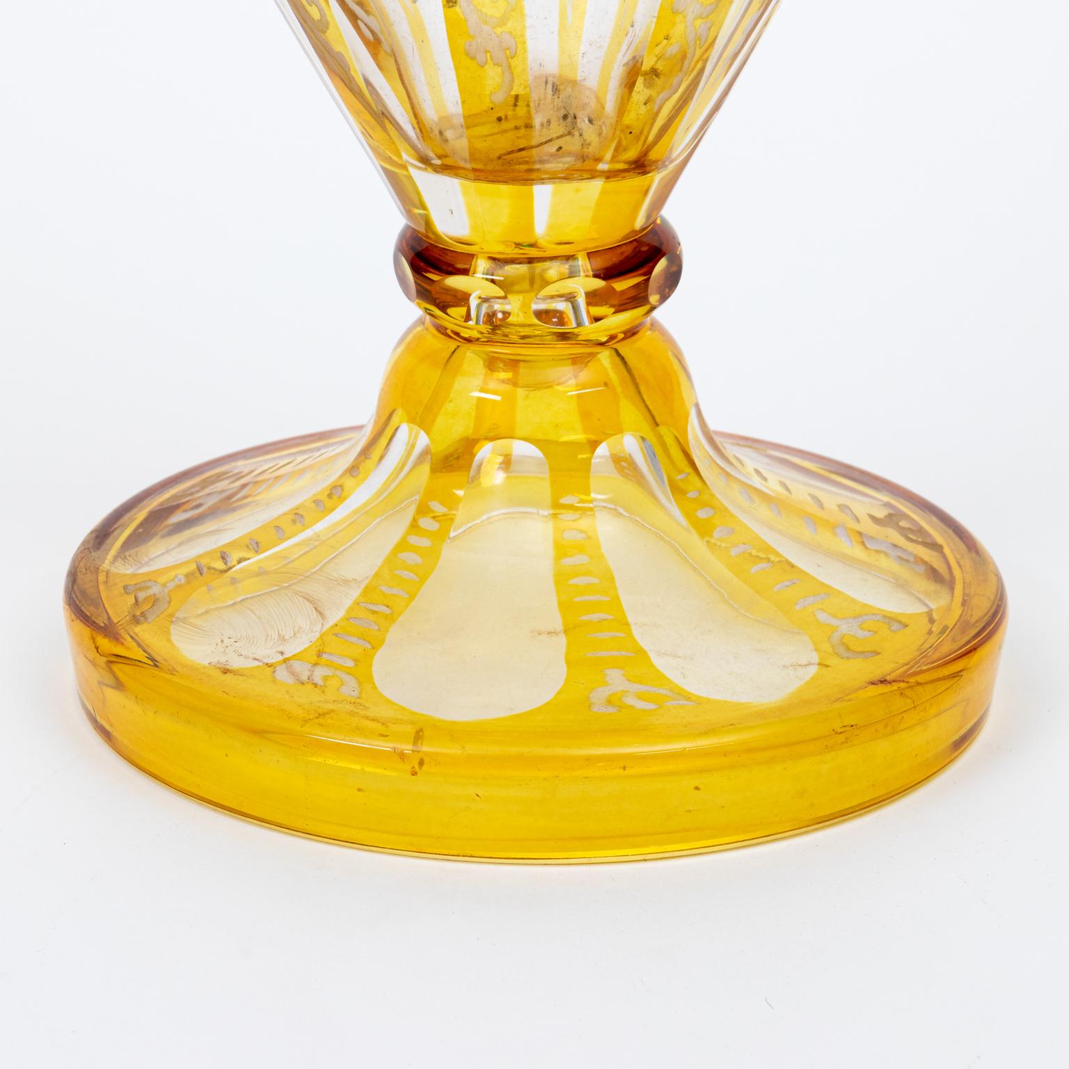 yellow crystal vase