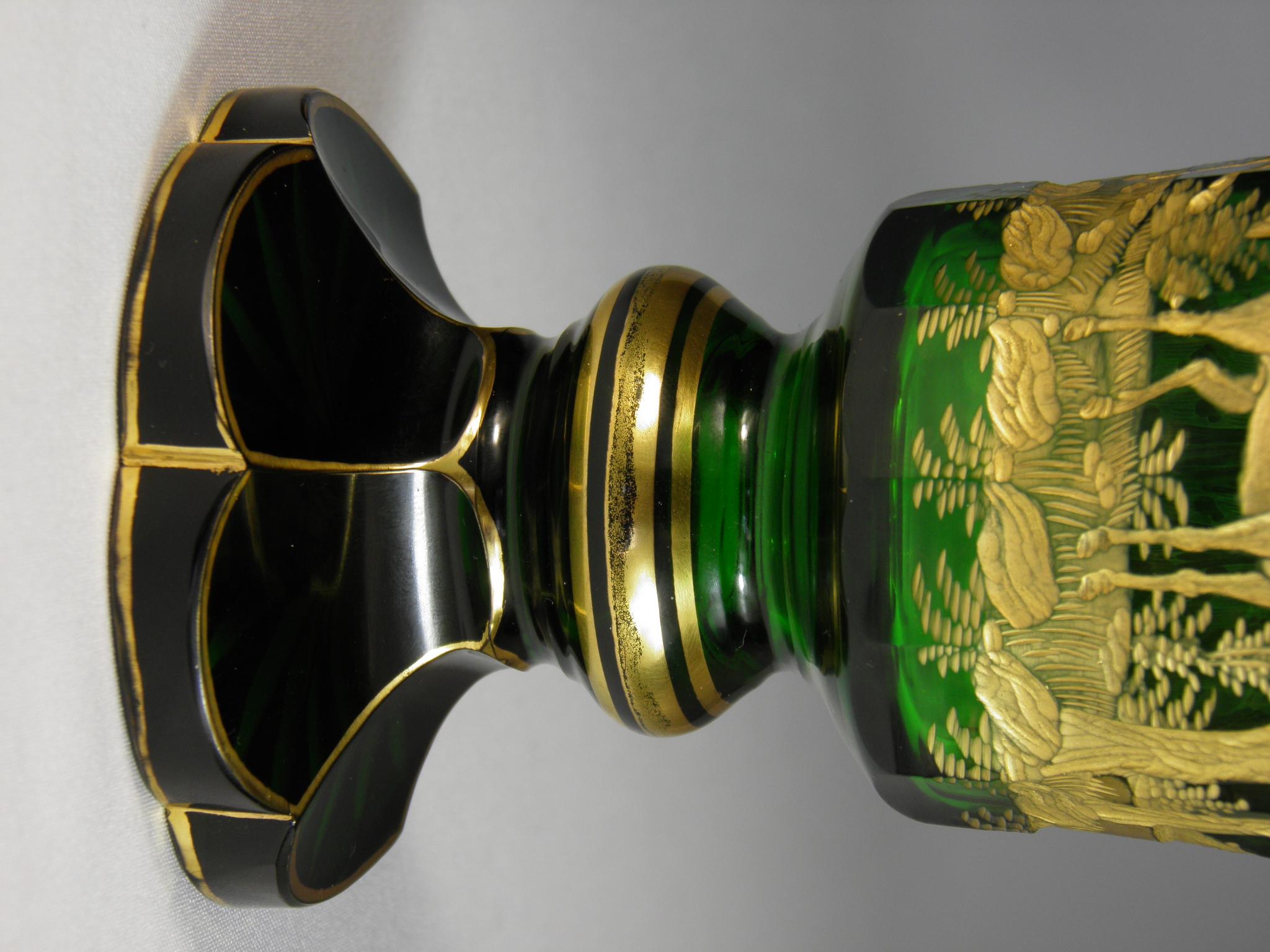 Bohemian European Glass Goblet Hunting Motive, 19th Century 4