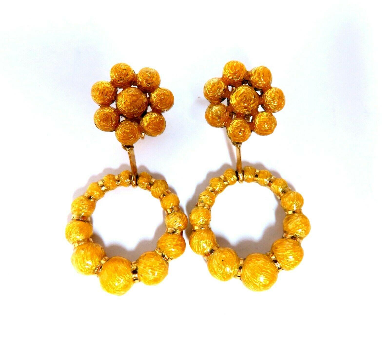 Women's or Men's Bohemian European Mod Enamel Ball Bead Cluster Dangle Earrings 18kt For Sale