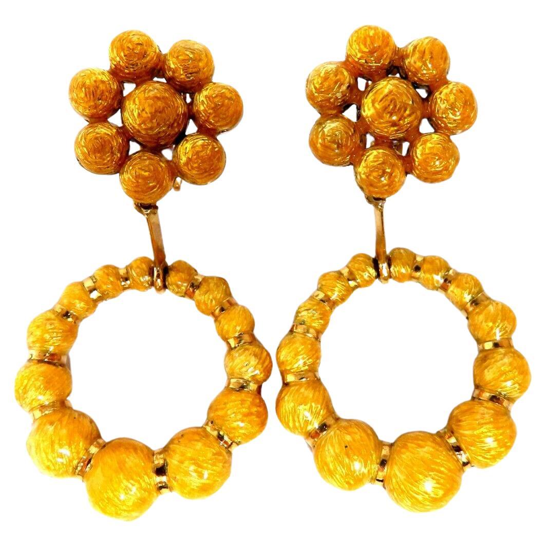 Bohemian European Mod Enamel Ball Bead Cluster Dangle Earrings 18kt For Sale