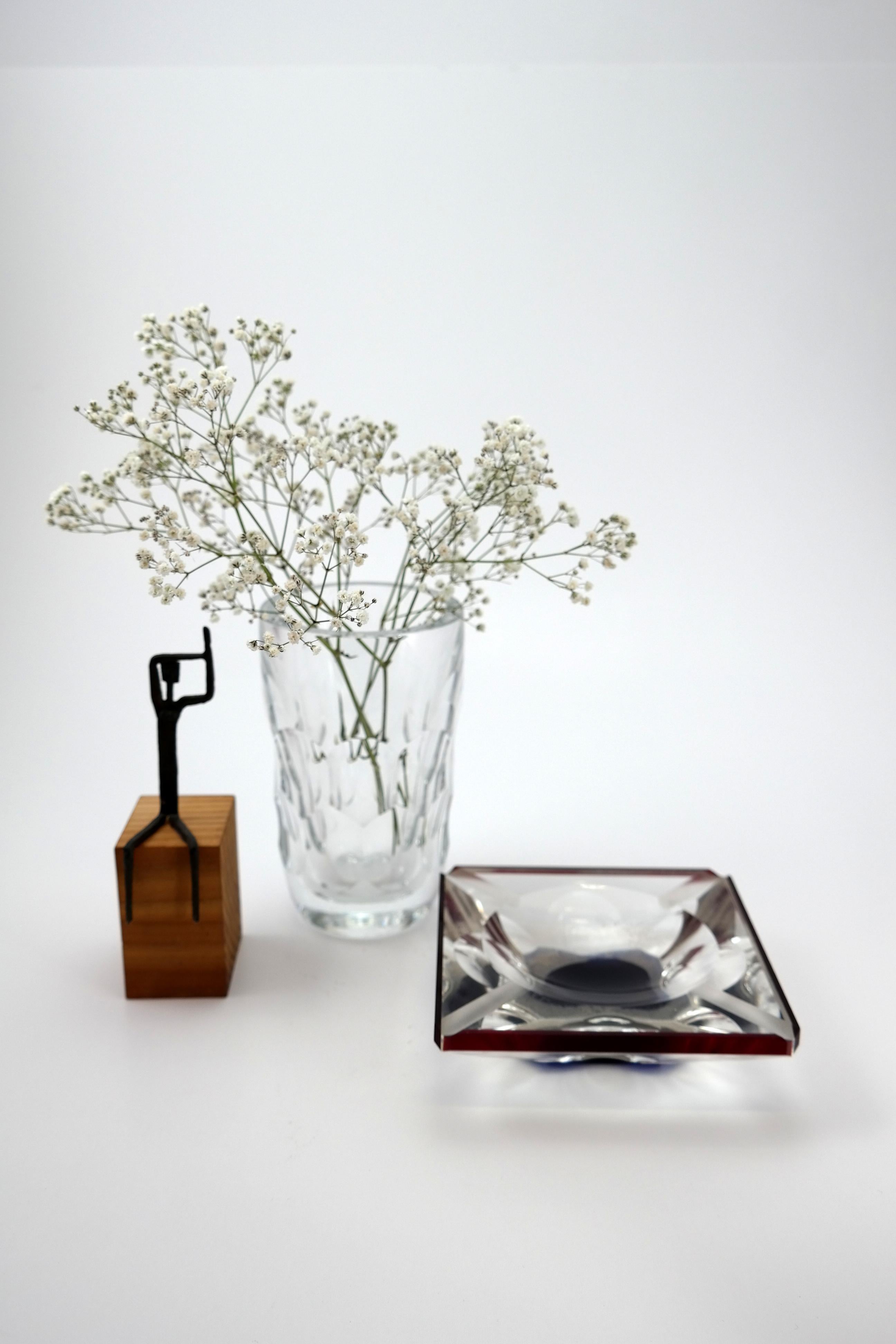 Bohemian Faceted Glass Ashtray, 1970s 3