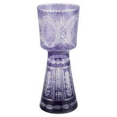 Bohemian floor vase in lilac and clear crystal glass. 1930s/40s