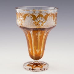 Bohemian Footed Vase-Amber Flashed over Clear-Haida-Steinschönau-Oertel, c1910