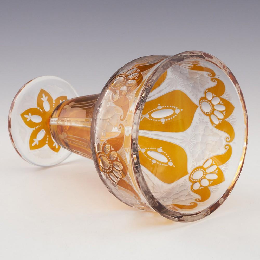 Czech Bohemian Footed Vase-Amber Flashed over Clear-Haida-Steinschönau-Oertel, c1910 For Sale