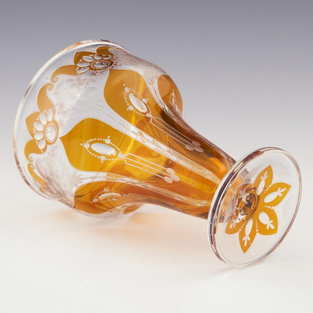 Bohemian Footed Vase-Amber Flashed over Clear-Haida-Steinschönau-Oertel, c1910 In Good Condition For Sale In Tunbridge Wells, GB