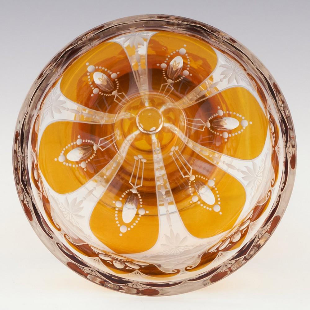 20th Century Bohemian Footed Vase-Amber Flashed over Clear-Haida-Steinschönau-Oertel, c1910 For Sale