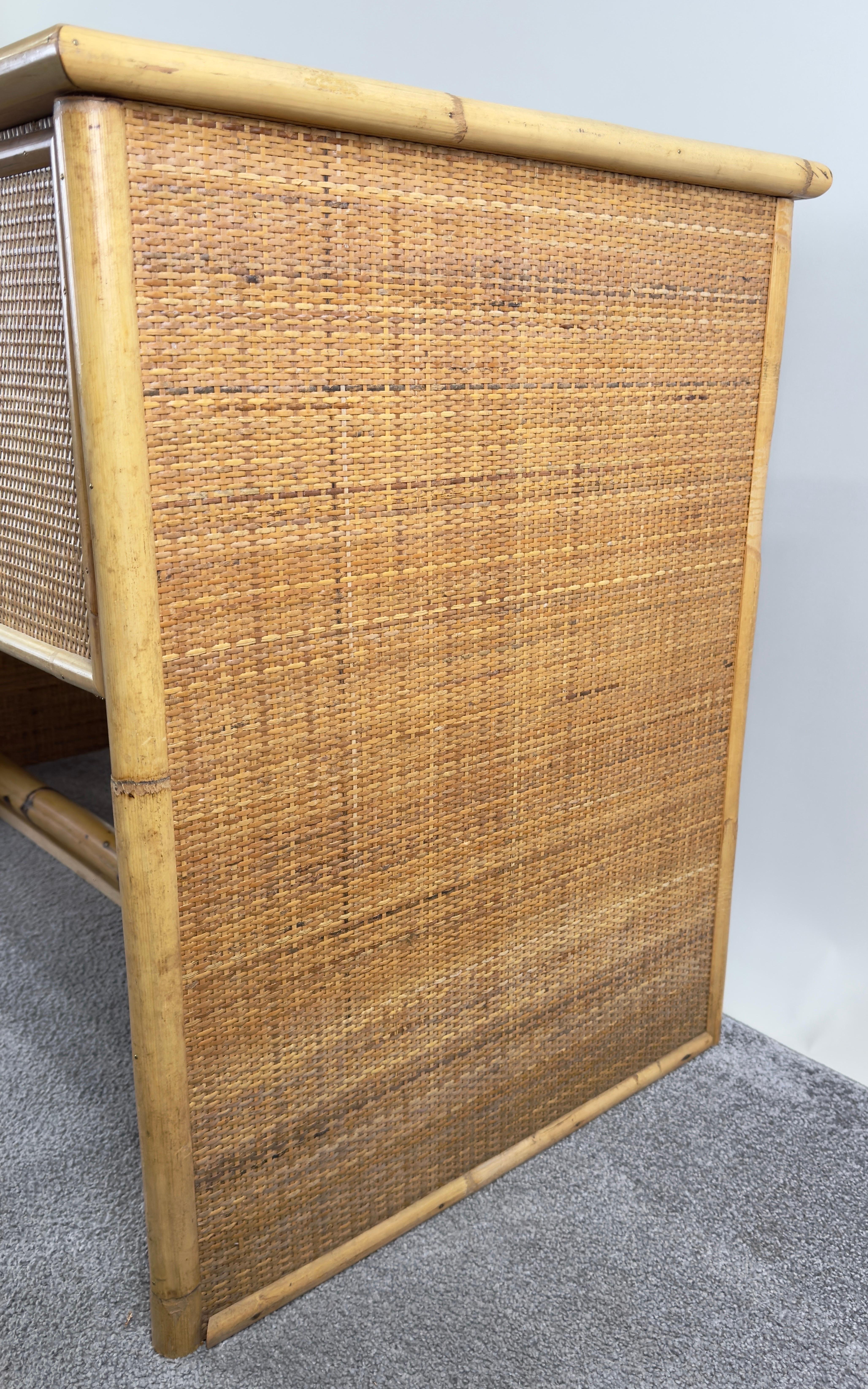 Scrivania in rattan e bambù in stile Costa Azzurra di Dal Vera in vendita 5
