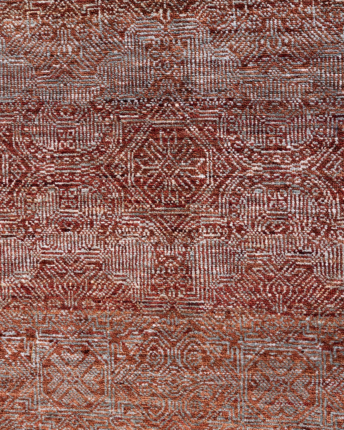 Indiano Tappeto Bohemian Gabbeh in lana grigio floreale annodato a mano 9' 0