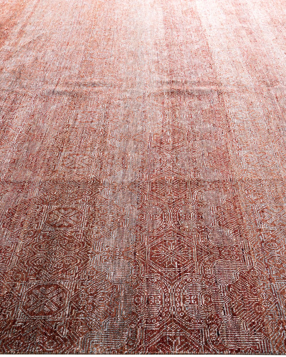 Annodato a mano Tappeto Bohemian Gabbeh in lana grigio floreale annodato a mano 9' 0