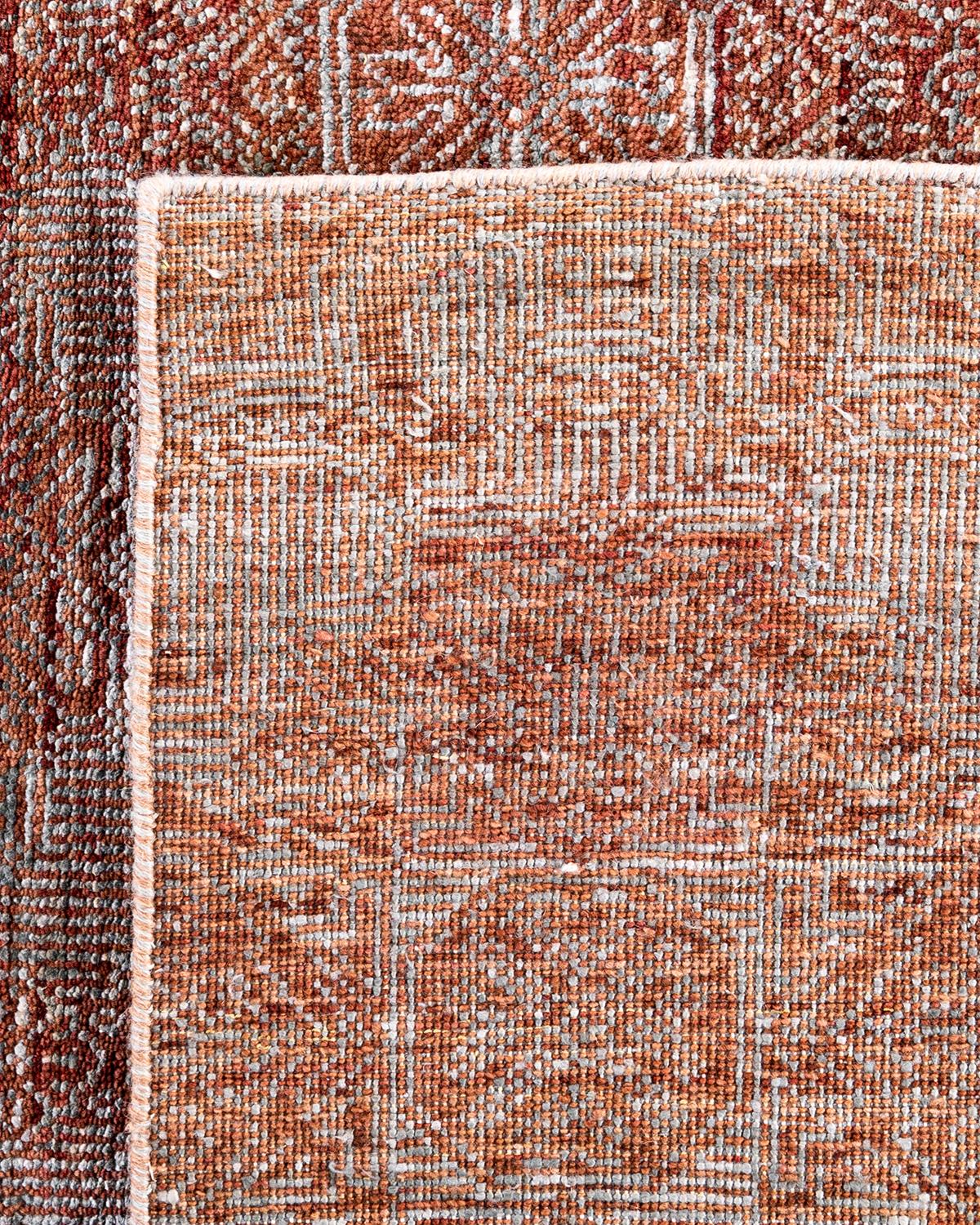 Tappeto Bohemian Gabbeh in lana grigio floreale annodato a mano 9' 0