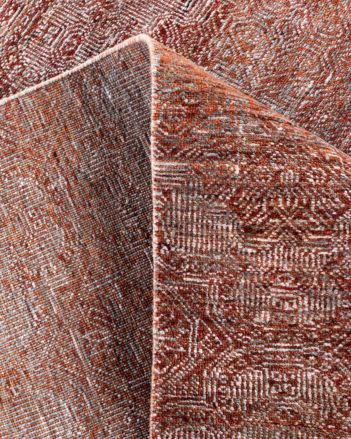 XXI secolo e contemporaneo Tappeto Bohemian Gabbeh in lana grigio floreale annodato a mano 9' 0