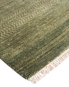 Bohemian Gabbeh Hand Knotted Geometric Wool Green Area Rug 9' 2" x 12' 7"