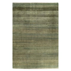 Bohemian Gabbeh Hand Knotted Geometric Wool Green Area Rug 9' 2" x 12' 7"