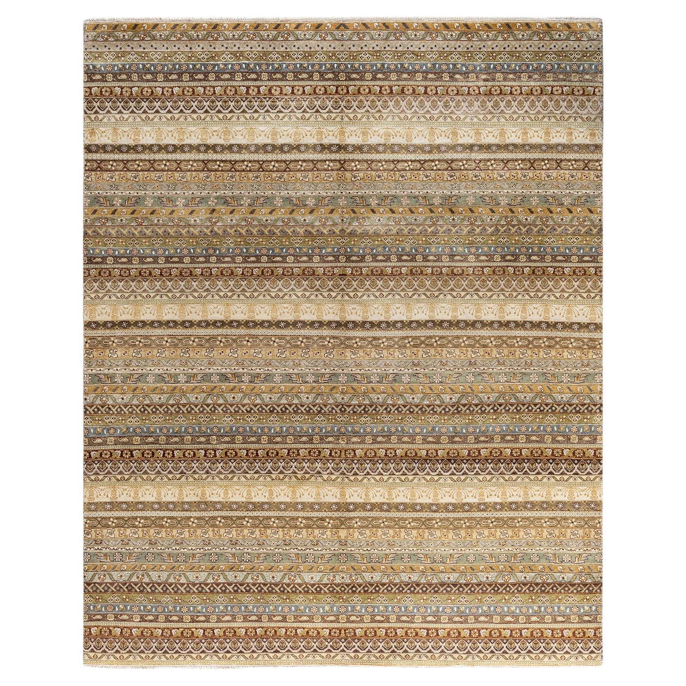 Bohemian Gabbeh Tappeto Geometrico in Lana Avorio annodato a mano 8' 1" x 10' 1"