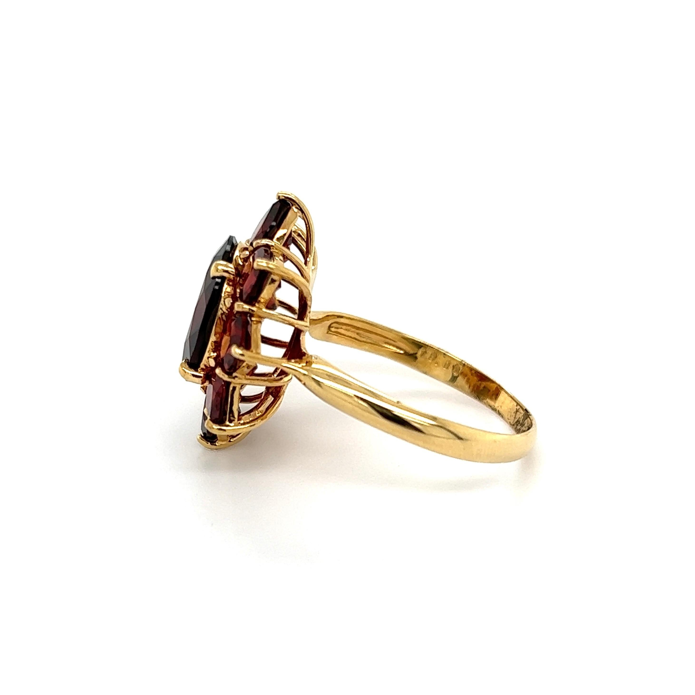 Women's Bohemian Garnet Gold Cluster Ring