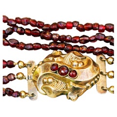 Bohemian Garnet Necklace  1850-1900 Tombak Czech Republic Carbuncle Stones