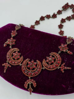 Bohemian Garnet Necklace Bracelet Earrings Star Moon Victorian Museum Quality