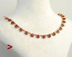 Vintage Bohemian Garnet Necklace Gilt 830 Silver / 42 cm / 22gr