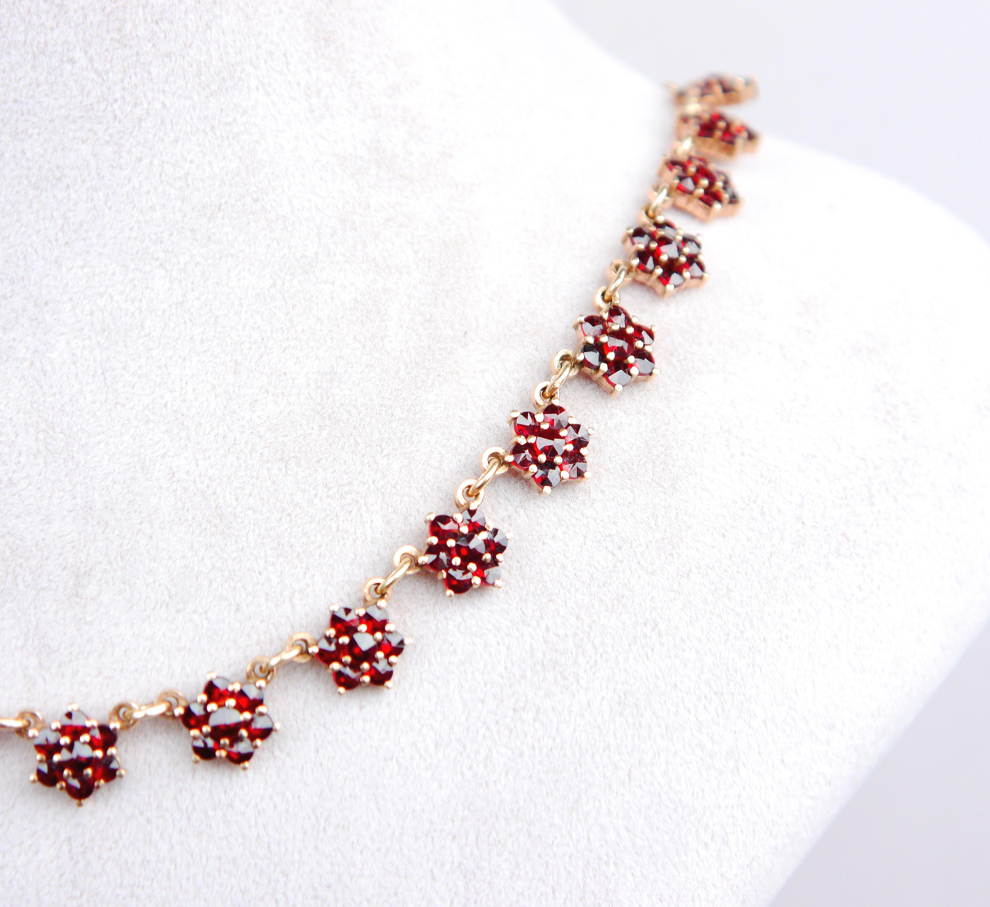 Bohemian Garnet Necklace Gilt 830 Silver / 43.5 cm / 25.8gr For Sale 1