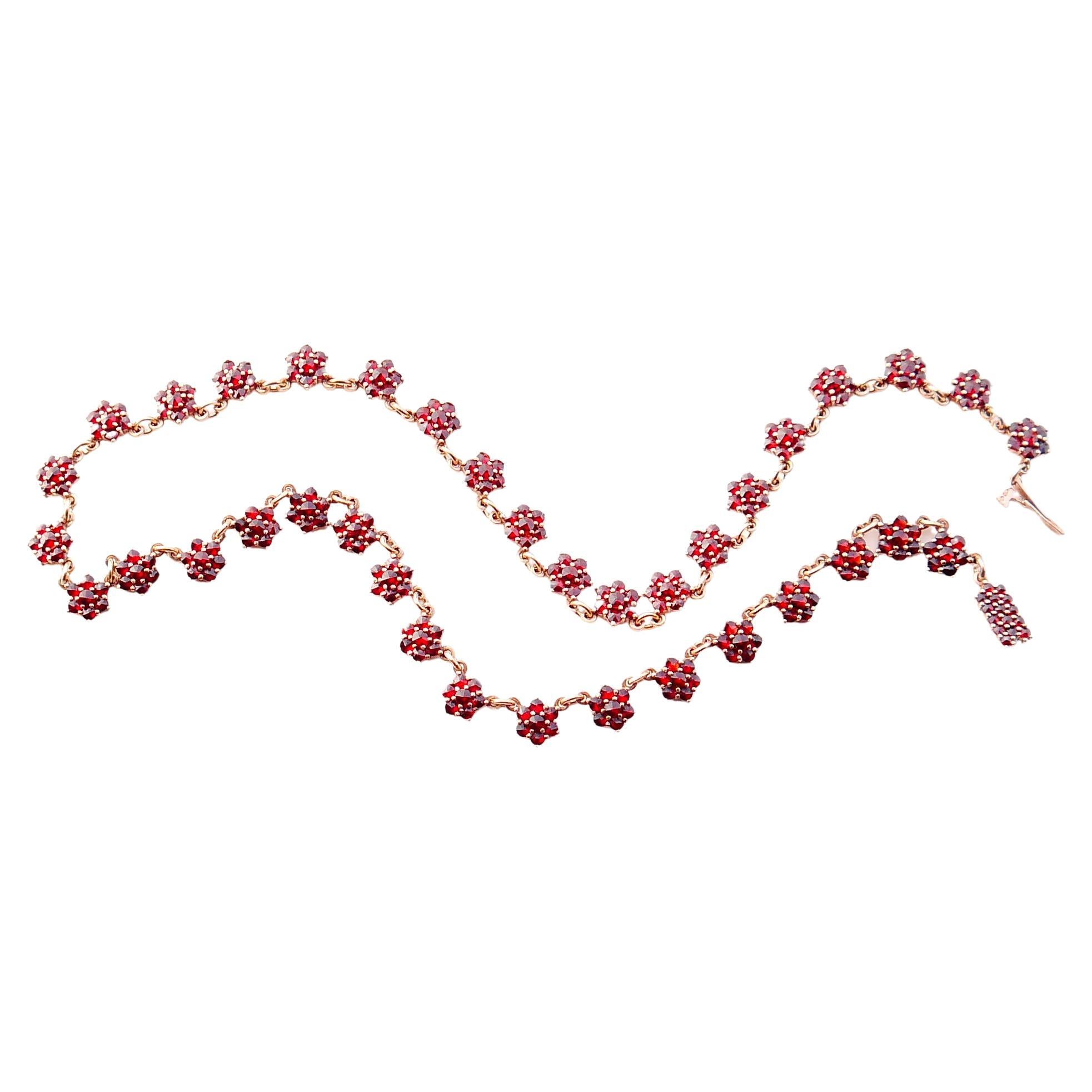 Bohemian Garnet Necklace Gilt 830 Silver / 43.5 cm / 25.8gr