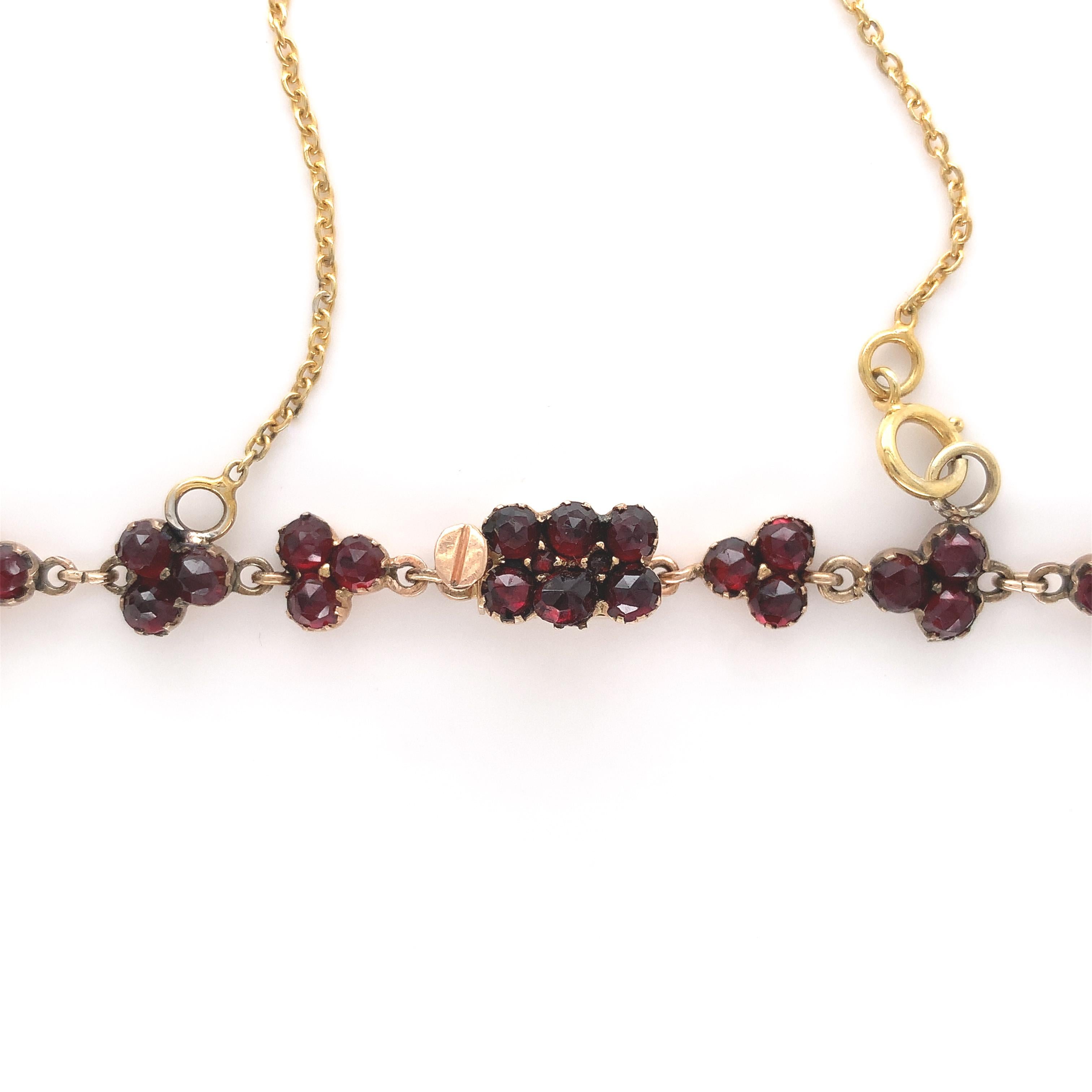 Women's or Men's Bohemian Garnet Necklace with 7 drops  For Sale
