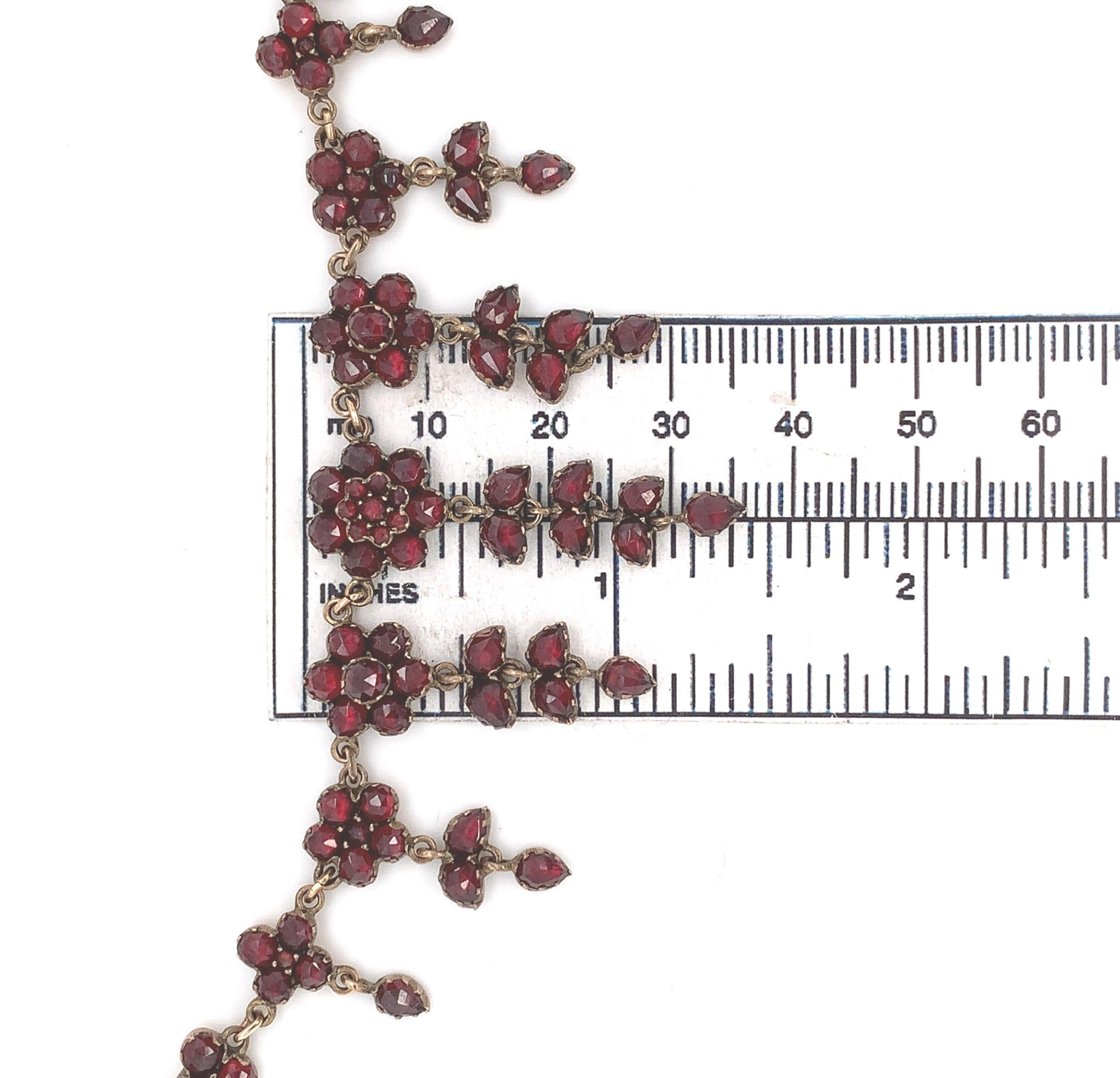 Bohemian Garnet Necklace with 7 drops  For Sale 2