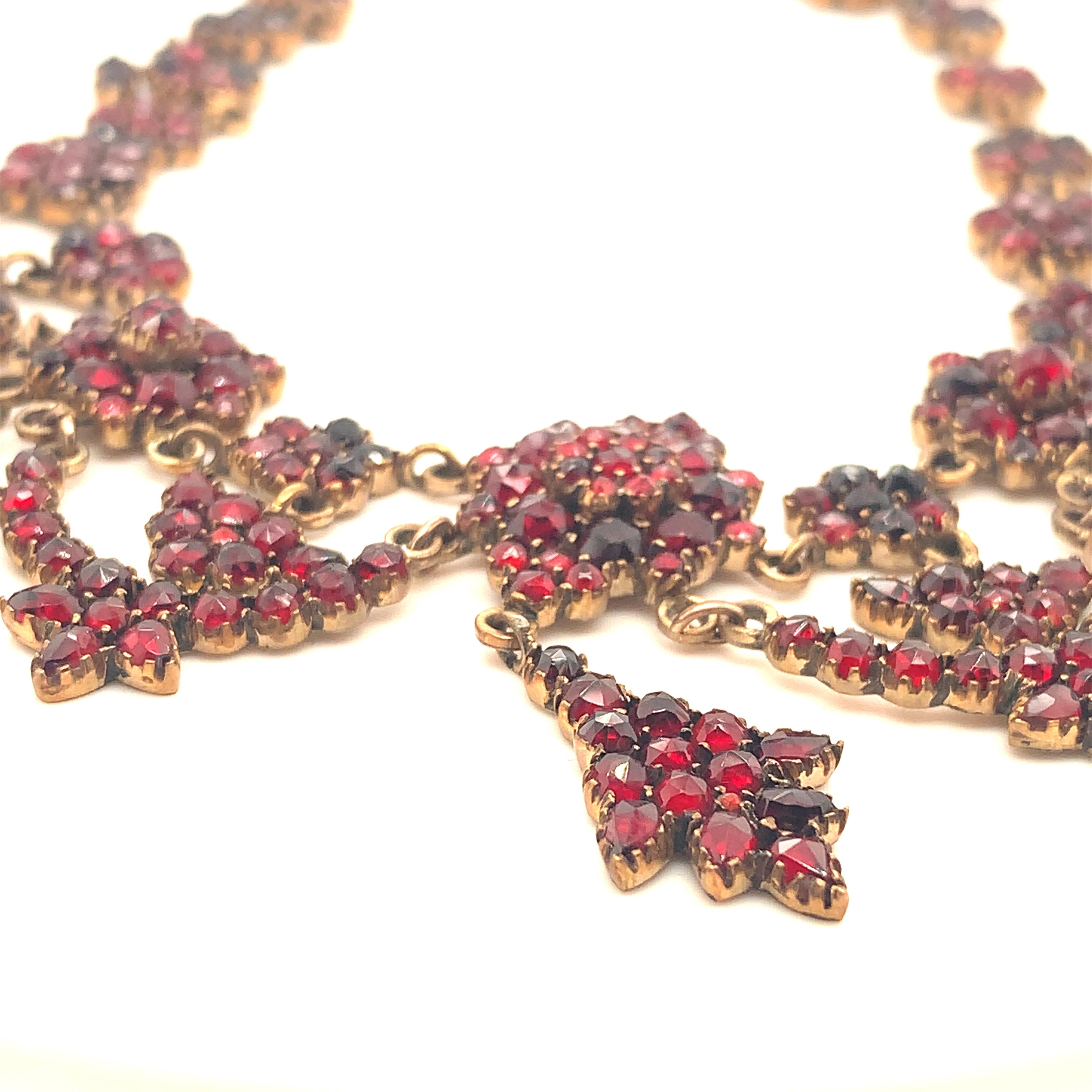 Women's Bohemian Garnet Necklace with Swags Vintage Antique Victorian #J5240