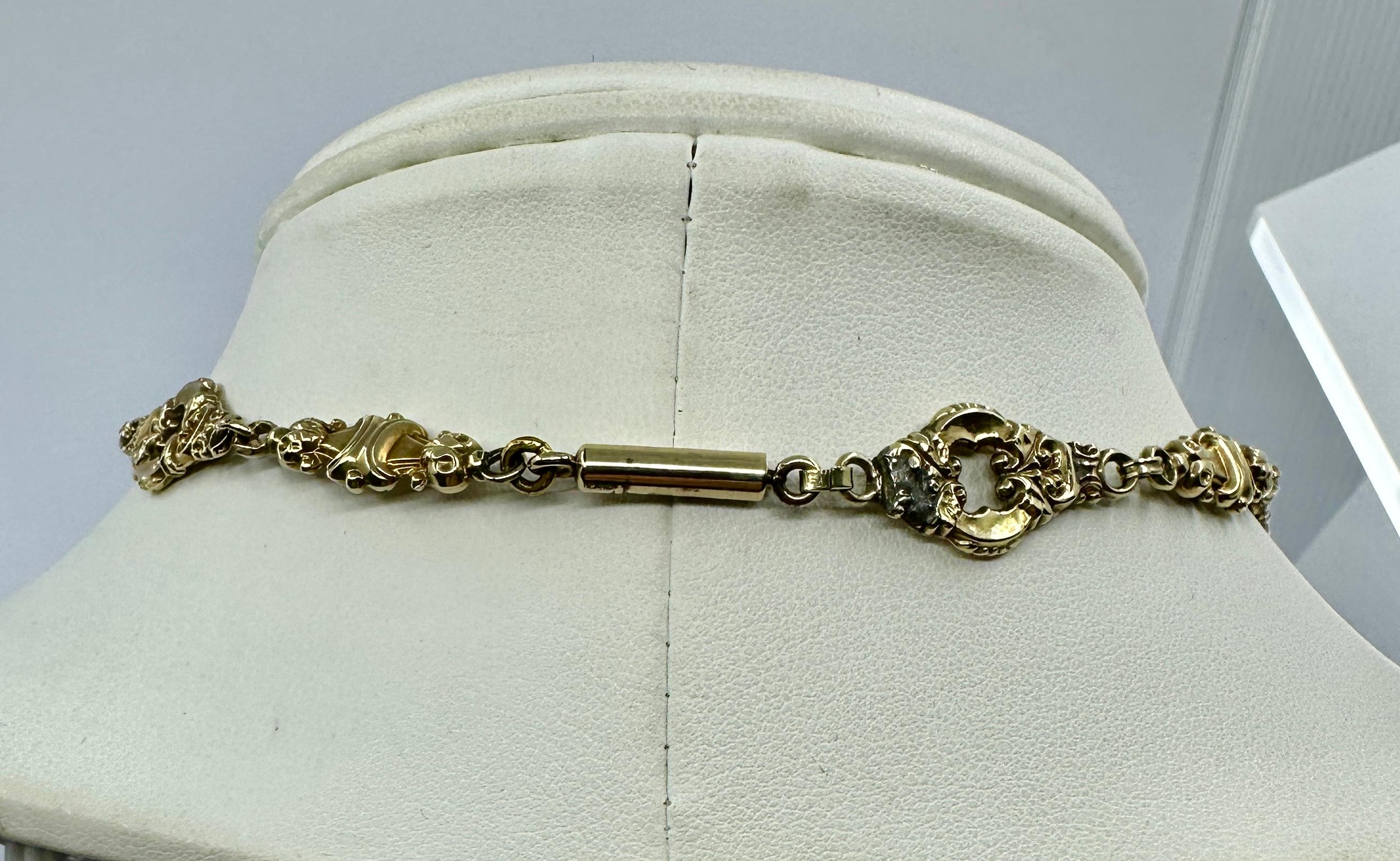 Böhmische Granatperlenkette 14 Karat Gold Viktorianische Belle Epoque CIRCA 1860 im Angebot 10