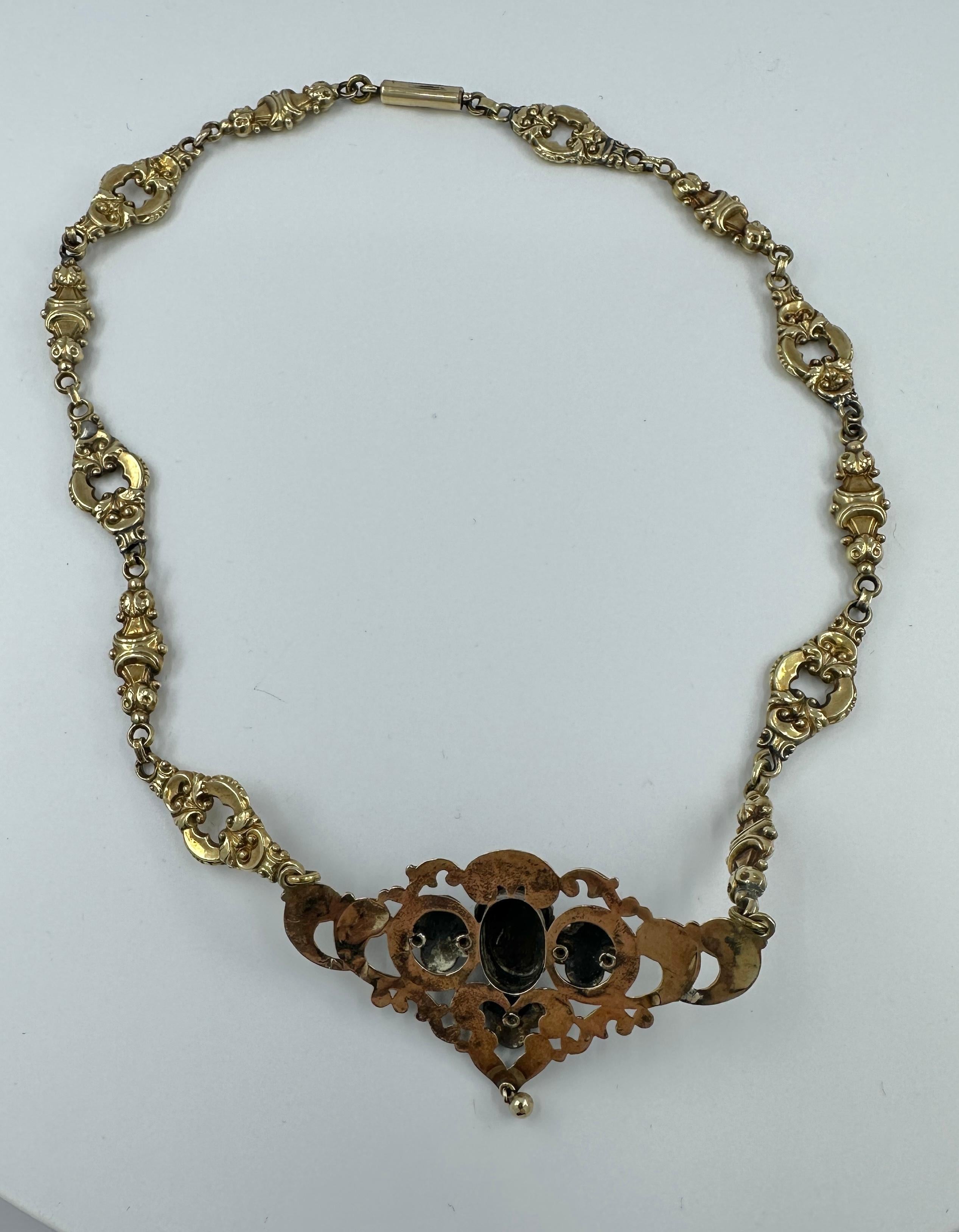 Böhmische Granatperlenkette 14 Karat Gold Viktorianische Belle Epoque CIRCA 1860 im Angebot 12