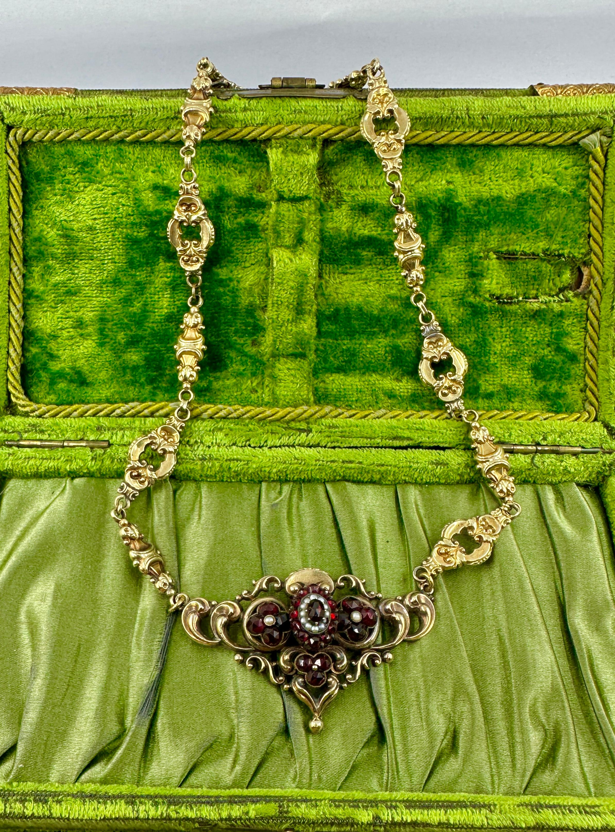 Böhmische Granatperlenkette 14 Karat Gold Viktorianische Belle Epoque CIRCA 1860 im Angebot 14