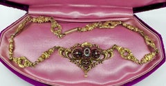 Böhmische Granatperlenkette 14 Karat Gold Viktorianische Belle Epoque CIRCA 1860