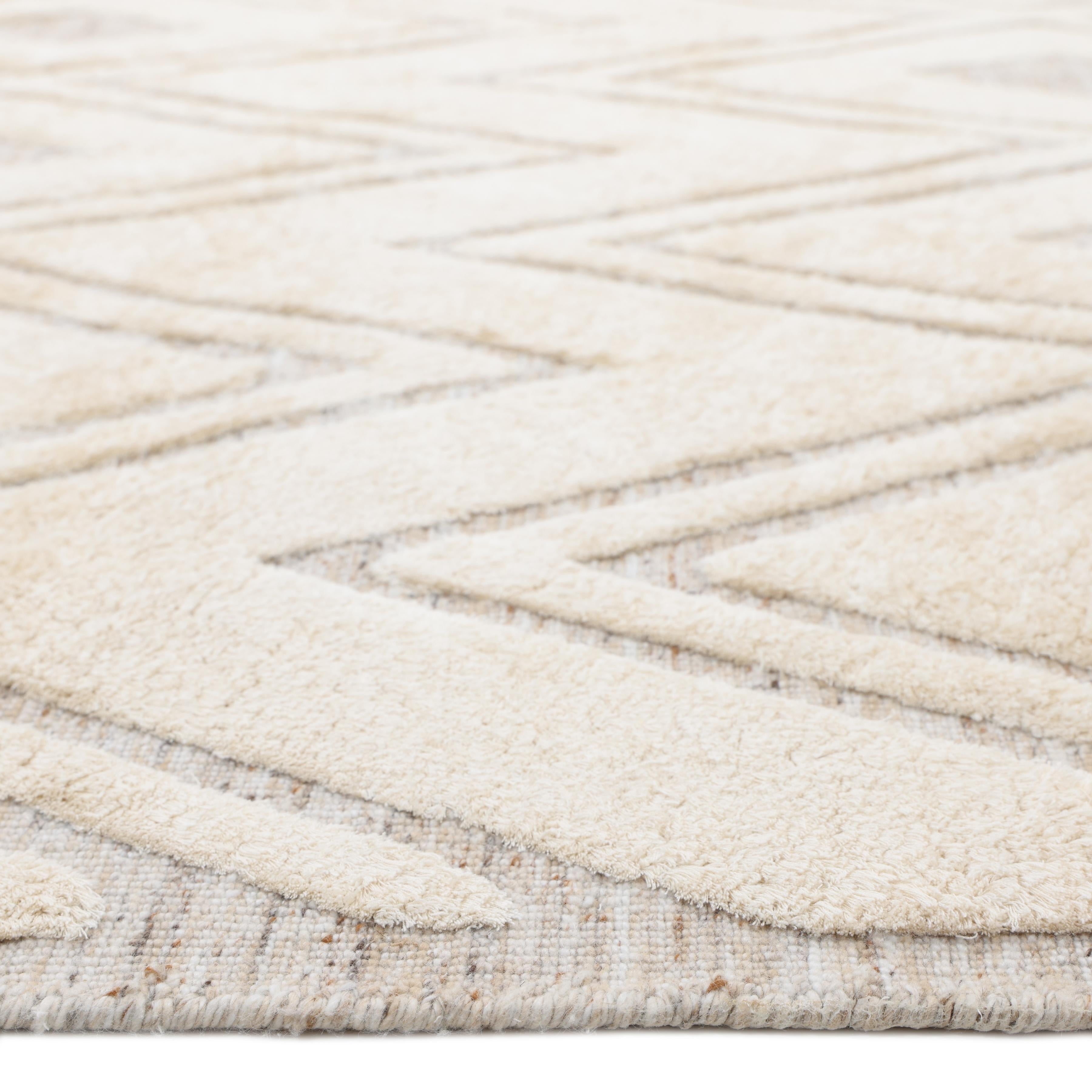 Lana Tappeto per l'area beige Geometrico Bohemian Hand Made 3' 0